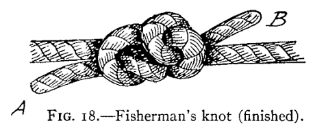 Fig. 18, Fisherman’s knot (finished), a drawing from the 1912 manual